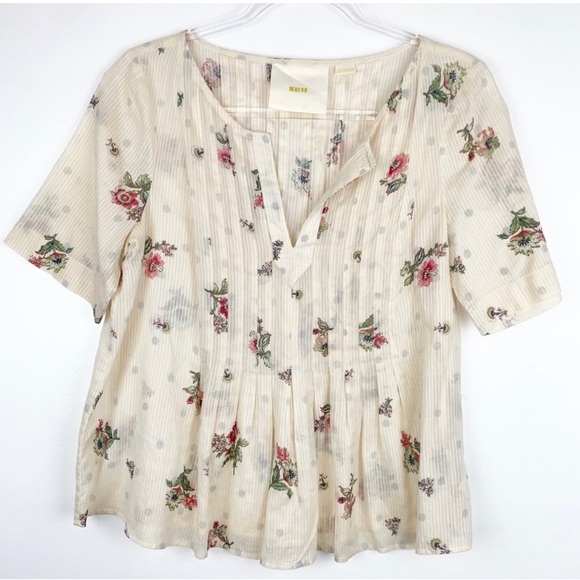 Anthropologie Tops - Maeve by Anthropologie Orchid Island peplum floral peasant blouse top size 8